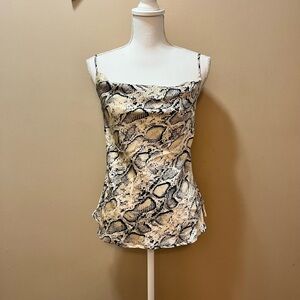 NWT Glam Cowl Neck Snake Print Tank Top Size Small